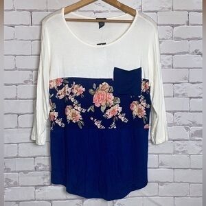 Rue 21 top - blue floral color block XS NWT